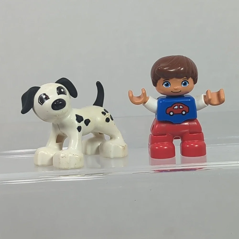 Legos Duplo Figures Boy and Dalmation Dog Lot of 2